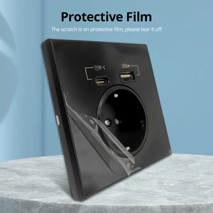 CA type interface socket, acrylic mirror, crystal panel, black wall, EU, Russia, Spain, French plug with USB load, 5V 2100ma support 8 Main Sales Black Taking - №2