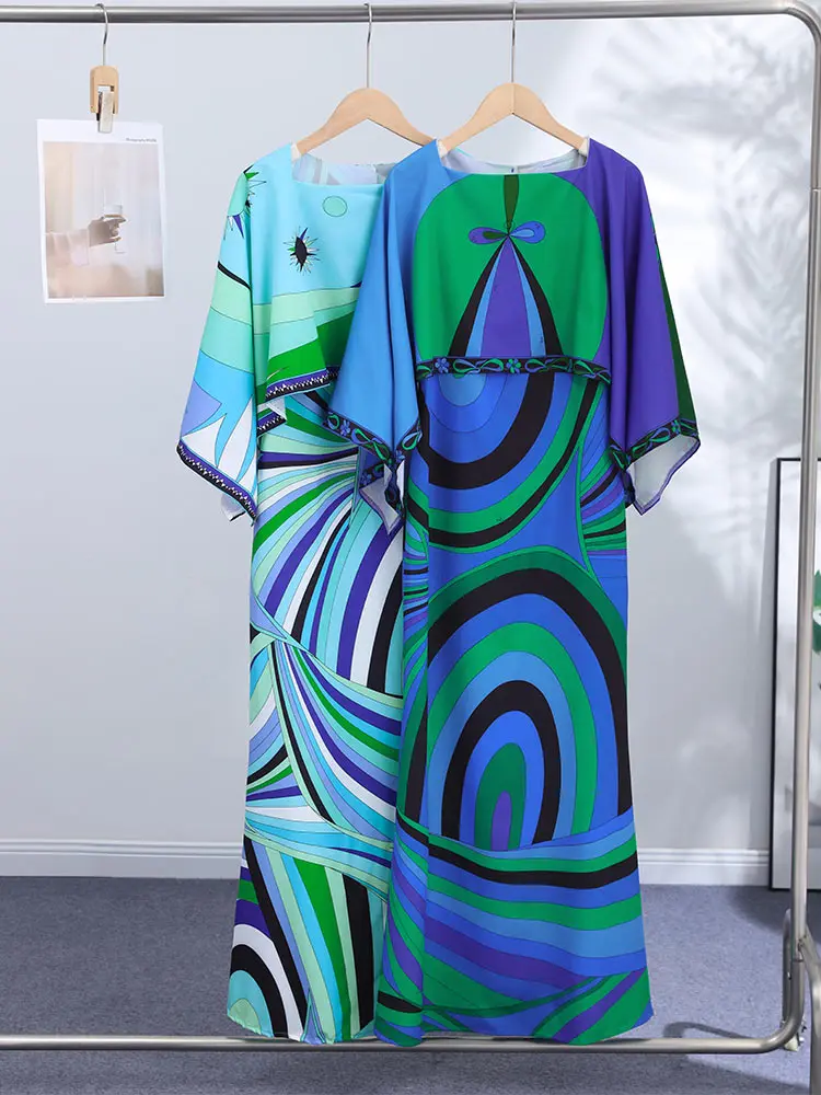 Bedruckter Cape-Langrock-Anzug für Damen, elegante Oberteile mit O-Ausschnitt und unregelmäßigem Saum, A-Linien-Röcke mit hoher Taille, schicke Partykleidung für Damen, neue Strandkleidung – Detail 21