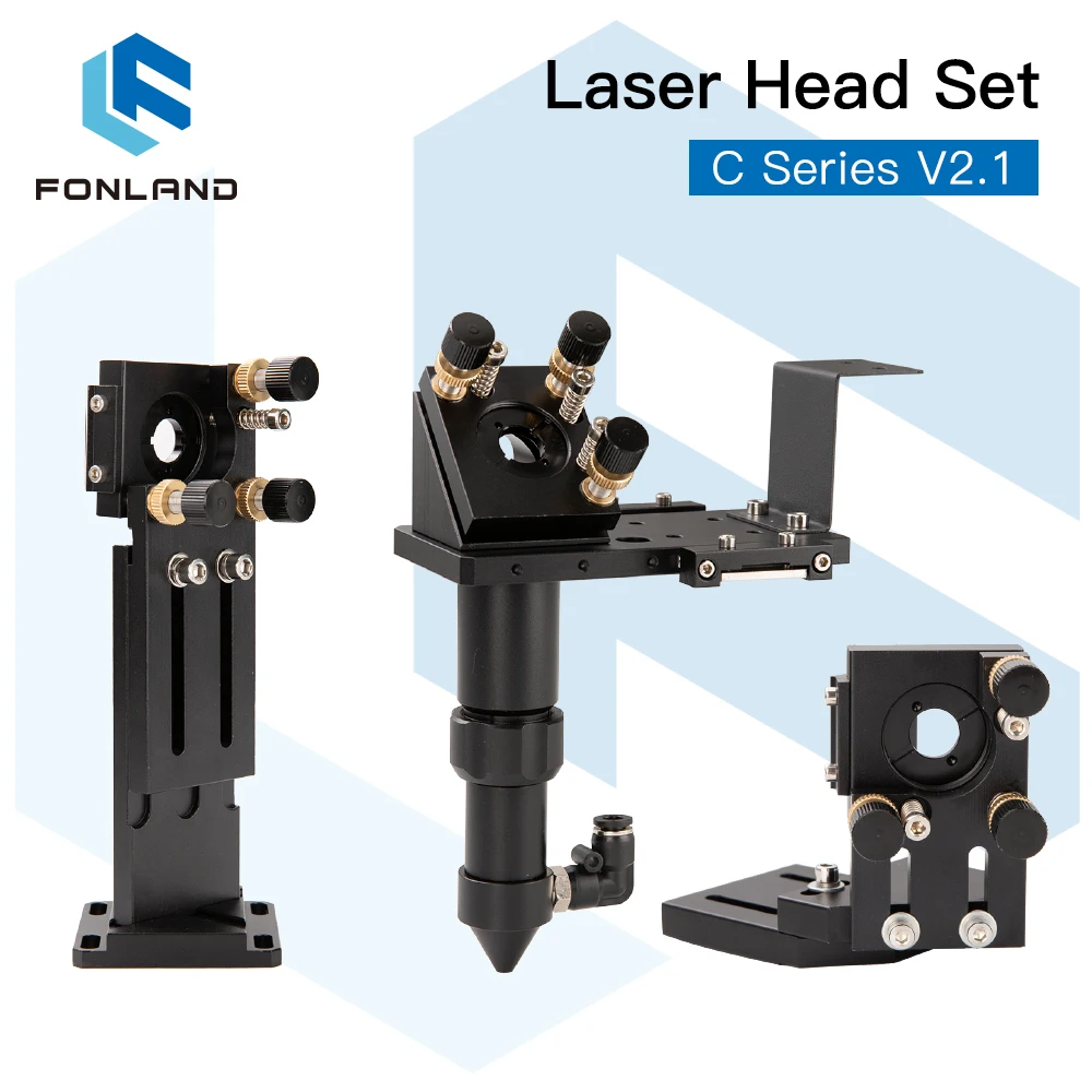 FONLAND CO2 Laser Head Set Lens D18 FL38.1 D20 FL50.8/63.5/101.6mm Integrative Mount Dia25 Mirror for Laser Cutting Machine