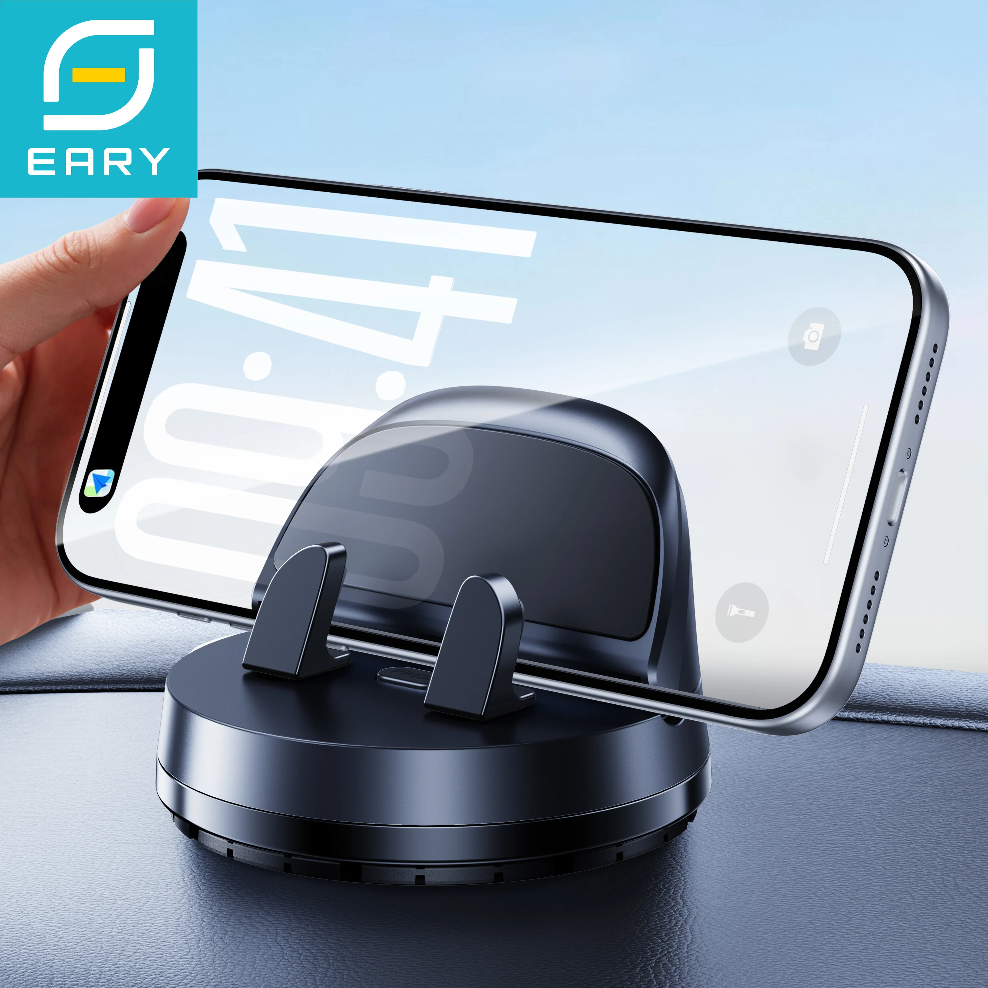 Eary Car Suction Phone Holder Mount Dashboard Hands Free Automobile Cell Phone Stand Universal for iPhone 17 Samsung Smartphones