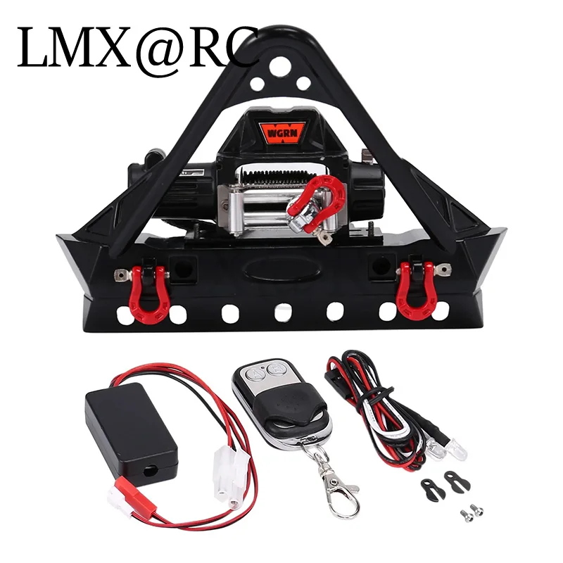 Metal Front Bumper With Winch LED Light For Axial SCX10 SCX10 II III Traxxas TRX-4 TRX4 1/10 RC Crawler Car Upgrade Parts