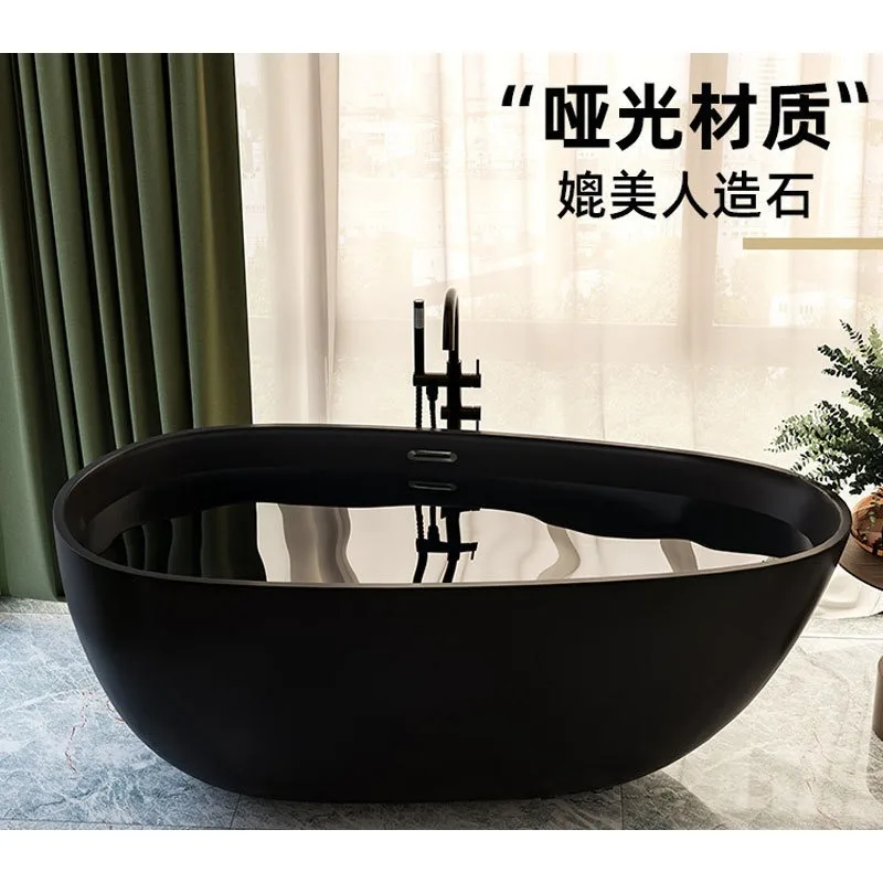 

Small apartment bathtub household hotel indoor shower integrated acrylic matte independent bathtub bath artificial stone