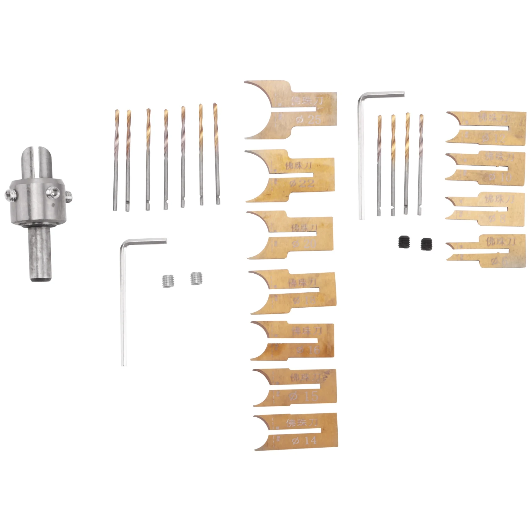 

ABUF 24Pcs Metal Ball Knife Woodworking Tools Wooden Beads Drill Rotary Bead Molding 6-25Mm