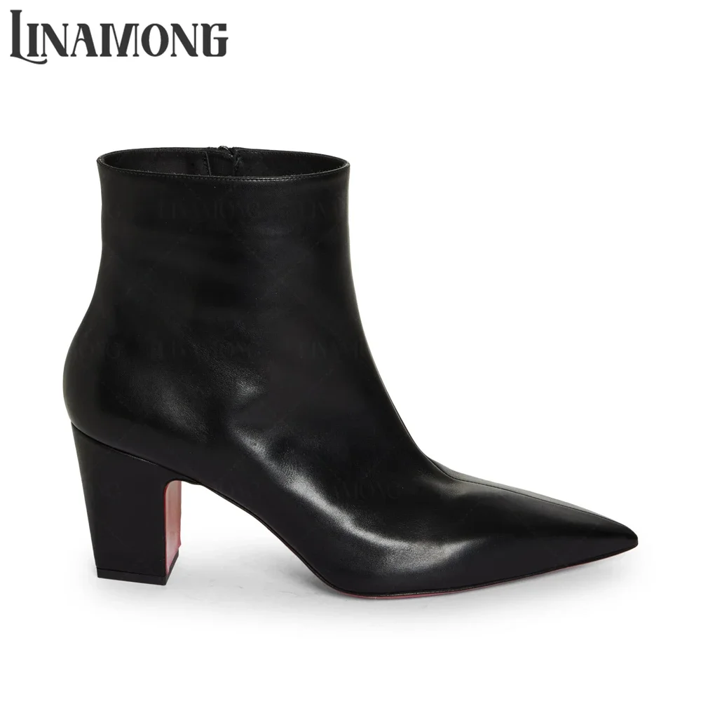 

5cm Block Heel Booties for Men Pointed Toe Leather Boots Designer Style Concise Solid Color Ankle Boots Black White Men's Boots