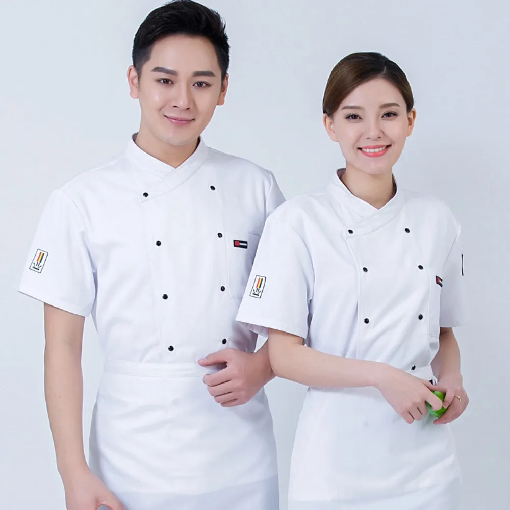 ชุดเชฟแขนสั้นระบายอากาศทนต่อการสึกหรอเสื้อผ้าทํางานเชฟแขนยาวโรงแรมกลับครัวหม้อร้อนอบ