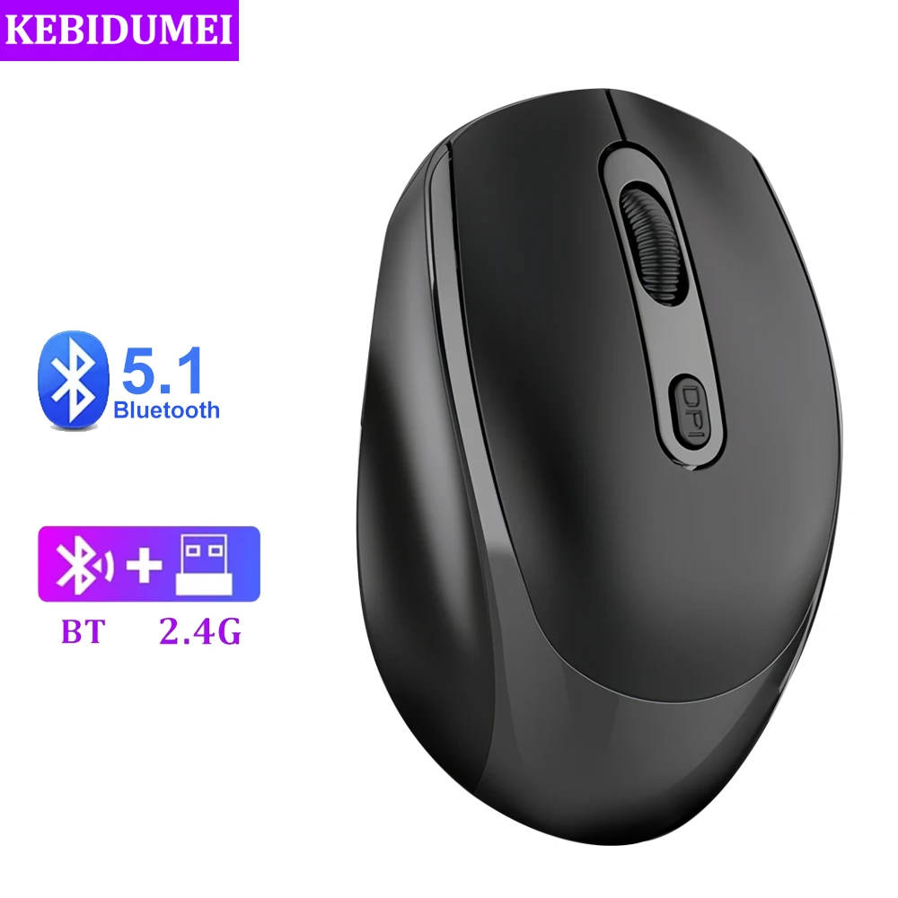 Bluetooth 5.1 Wireless Mouse 2.4G Wireless Mouse Dual Mode Rechargeable Mouse 1200 DPI Gaming Mouse For Macbook Tablet Laptop PC