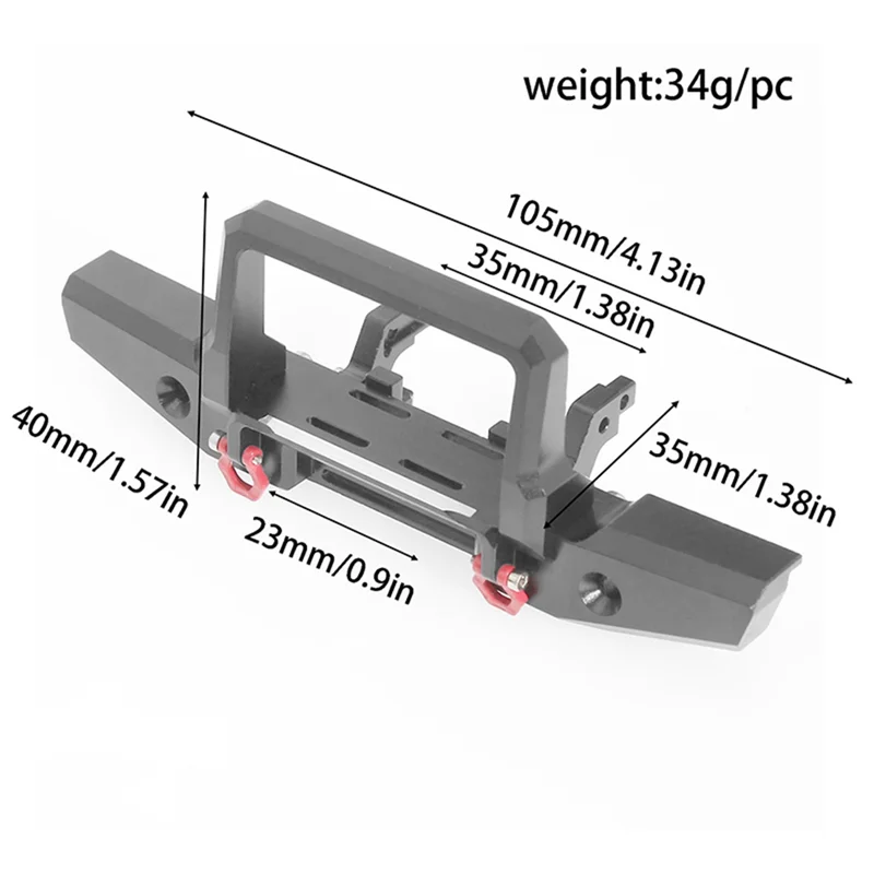 Para trx4m defender 1/18 rc crawler carro peças de atualização acessórios para trx4m metal pára-choques com gancho reboque frontb