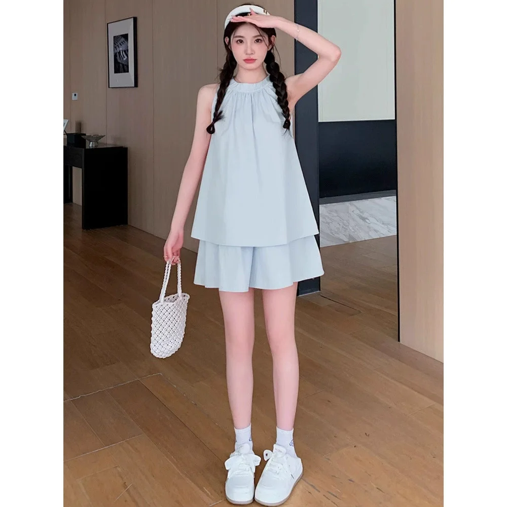 ملابس حمل ملابس الصيف 2025 جديد دمية بلوزات وسراويل قصيرة 2 قطعة مجموعة للنساء الحوامل عصرية ومريحة #6