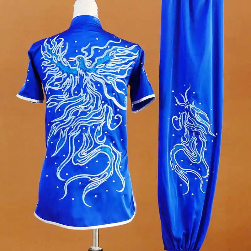 New Martial Arts Phoenix Embroidered Practice Uniform Changquan Wushu Suits for Men Women Kids Martial Arts Training Clothing