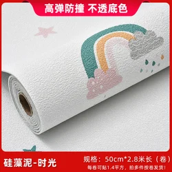 Wallpaper self-adhesive wallpaper Wall decoration of children's room 3D anti-collision wall sticker TV background wall