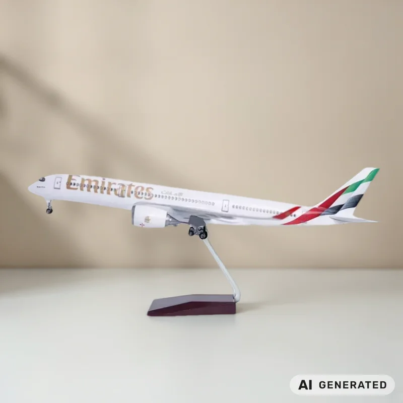 47cm Resin A350 Emirates Model Aircraft Diecast 1/142 Scale Airplane Model Kit With Display Stand For Aviation Fun Collection