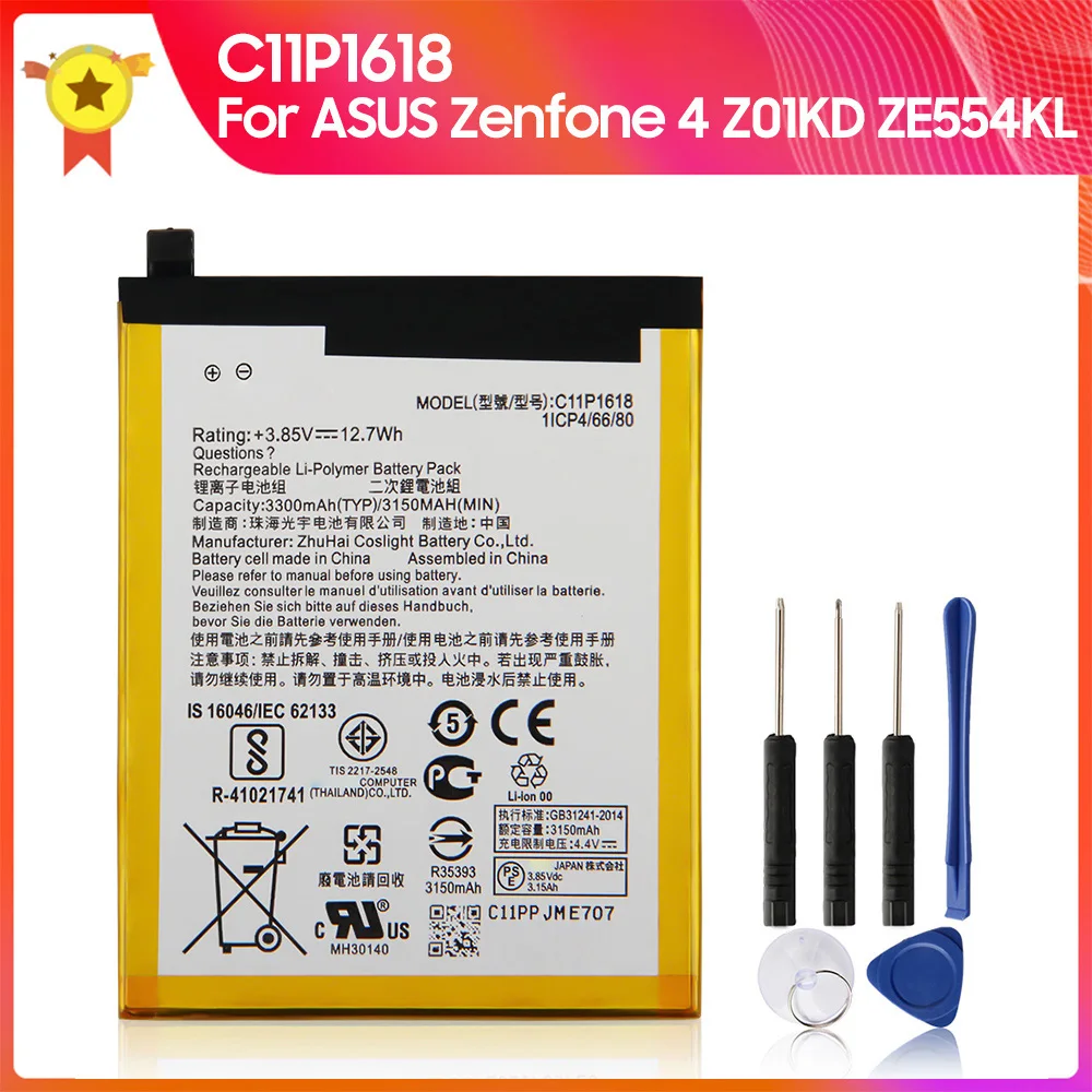 

Phone Battery C11P1618 3250mAh For ASUS Zenfone 4 ZE554KL Z01KD Replacement Battery High Quality Batteries With Tool