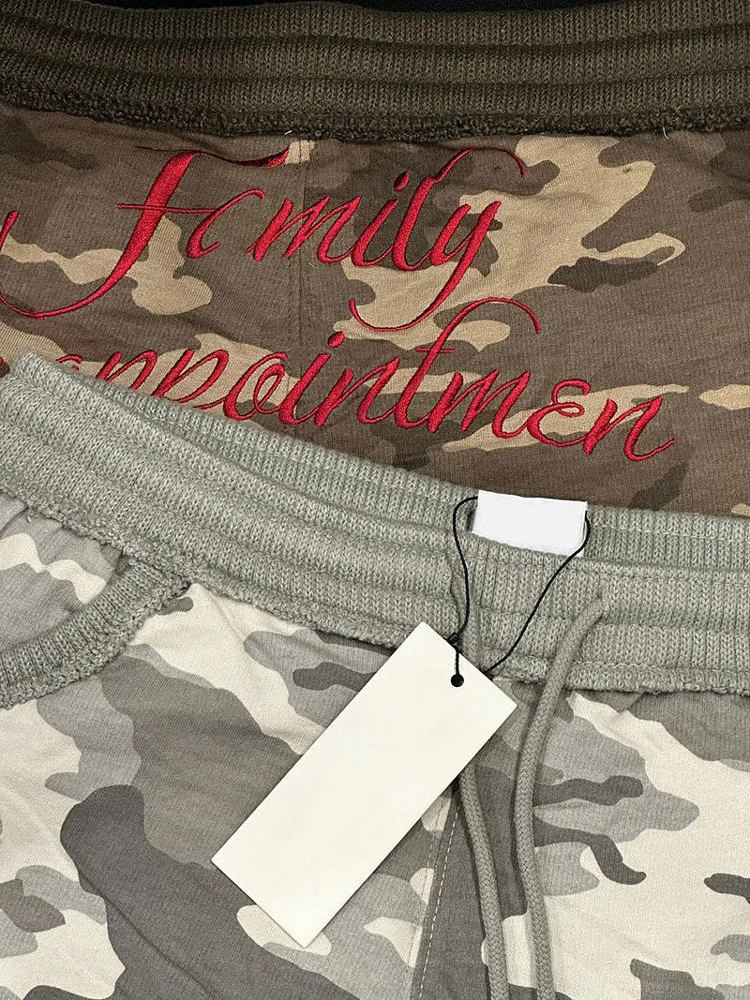 Amerykańskie spodnie robocze w stylu retro z kamuflażem, damskie letnie szorty, wyszczuplające spodnie cargo z wysokim stanem, styl uliczny.