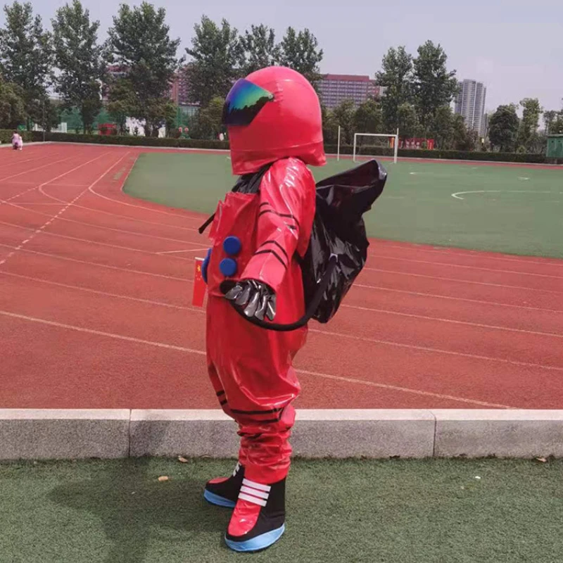 Red  Space Suit Mascot Costume with Astronaut Simulation Helmet Cosplay Props High Quality Plush and EPE/EVA Material