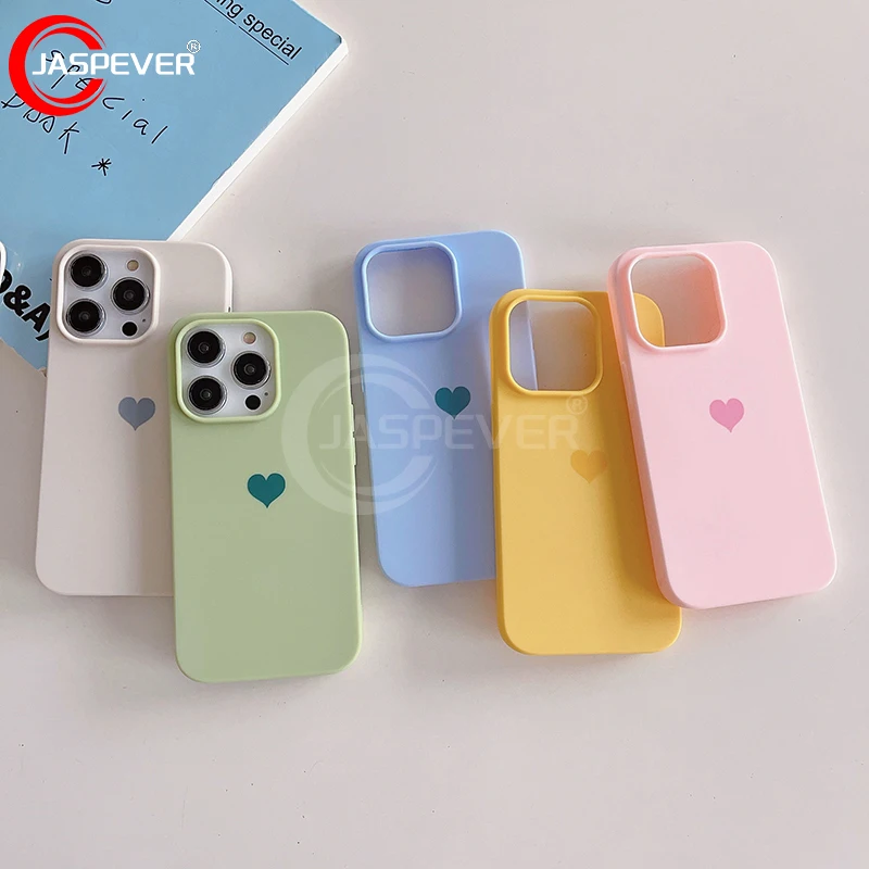 Etui Luxury Love Matte Silicone Soft Candy Color Case na iPhone 15 14 Plus 13 12 Mini 11 Pro Max SE 2022 2020 Ultra Thin Back Cover