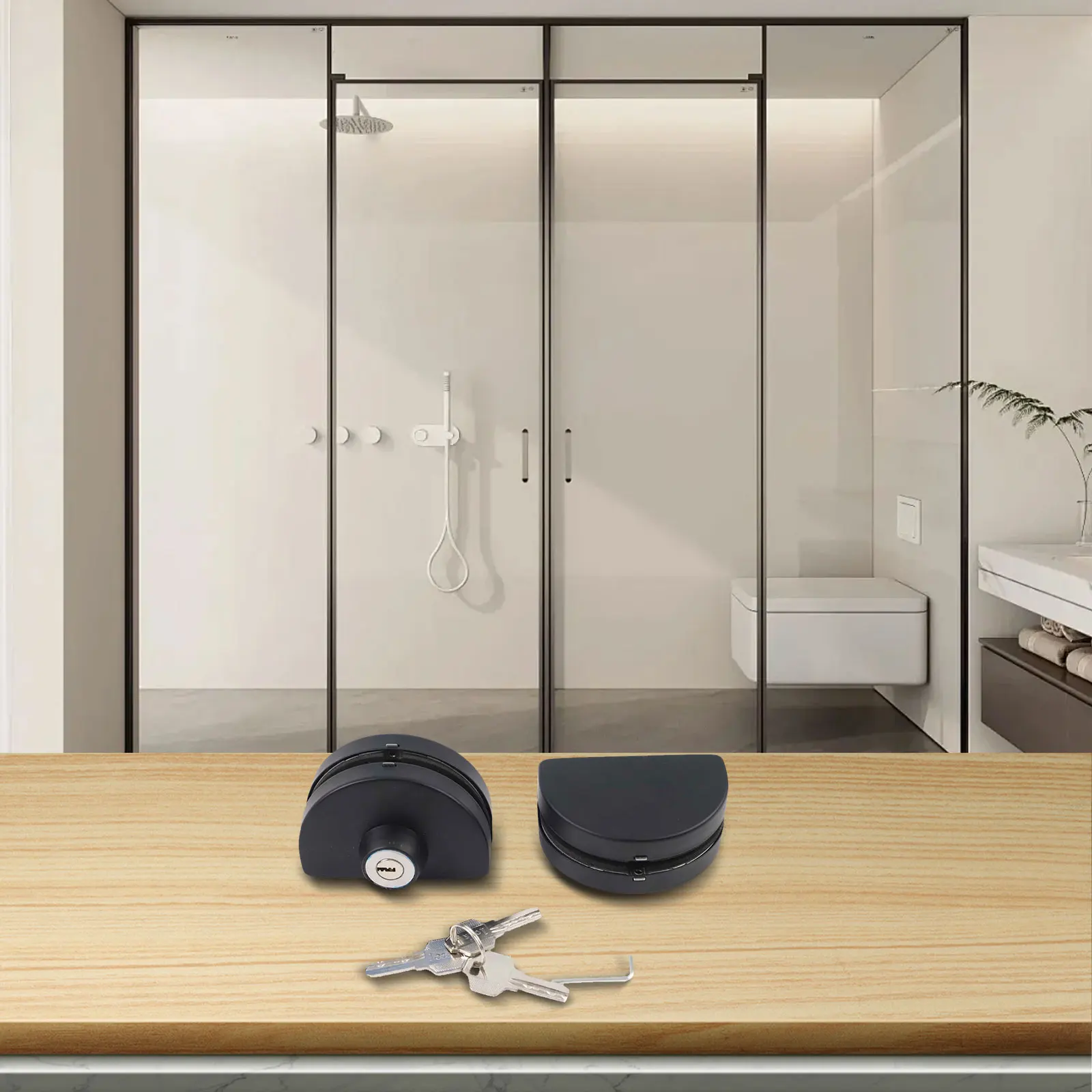 

Robust Stainless Steel Lock for Glass Doors Easy Installation for Double Curved Door Bolts Complete with Three Keys