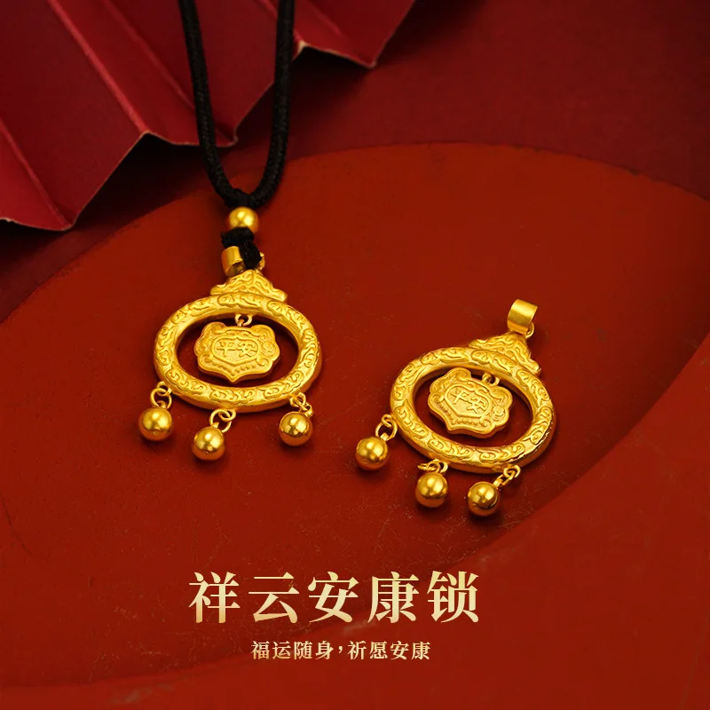 Wholesale NL301 European Fashion Fine Woman Girl Bride Mother Party Birthday Wedding Gift Cloud RUYI Lock 24KT Gold Necklace