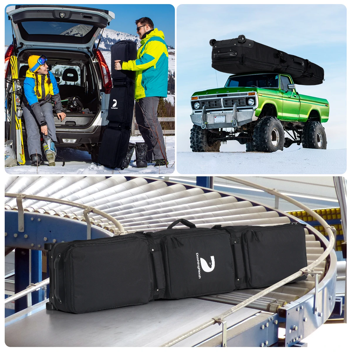 600D Fully Padded Snowboard Bag Waterproof Wheel Travel Bag Ski Snowboard Air Travel Bag Winter Skiing Equipment