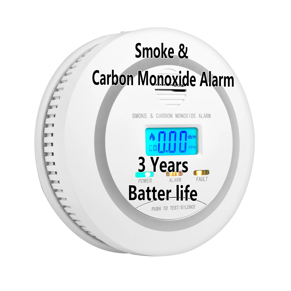 SMARSECUR Carbon Monoxide Detector CO Gas Monitor Alarm ith LCD Digital Display AA Battery Powered CO Sensor Detector for Home