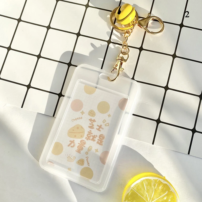 Transparent ID Name Badge Student Card Cover Card Case Credit Card Cove Student Protection Cartoon Business Card Holder