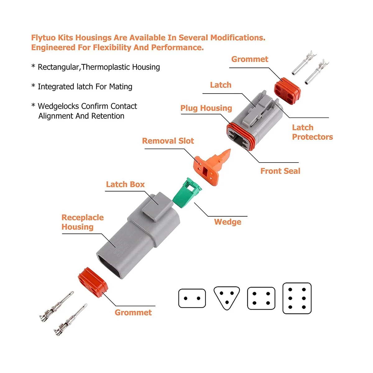 防水ワイヤーコネクタのキット,自動車の密封されたプラグ,2つのボックス,deutsch dt,DT06-2 3 4 6s DT04-2 3 4 6p
