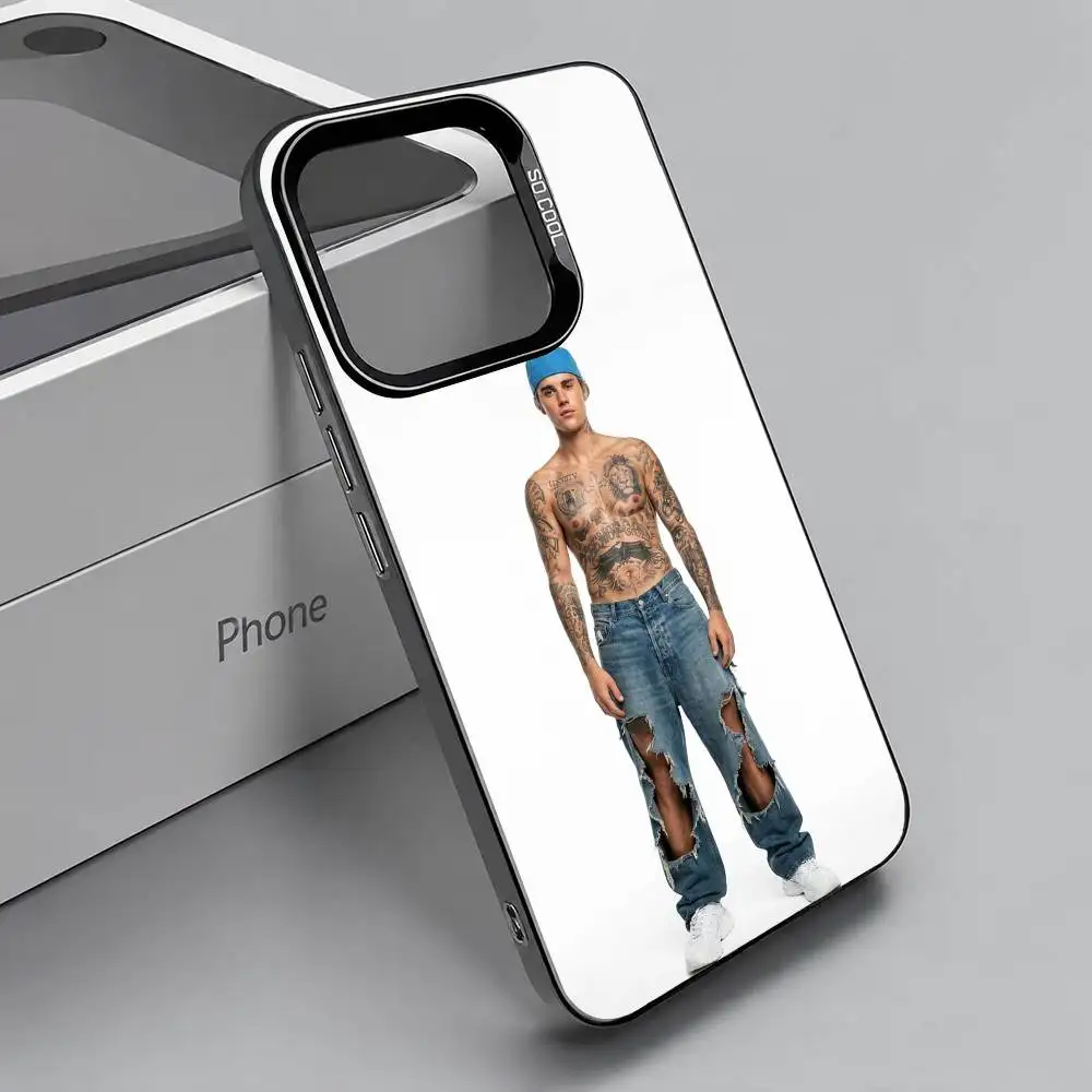 Pop Prince J-Justin Bieberr Silver  Cover For Phone Case For iPhone 17,16,15,14,13,12,11 Plus,Pro Max,XS