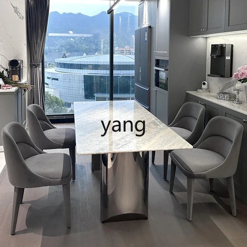 XYY marble dining table and chairs modern rectangular large flat high-end stone table