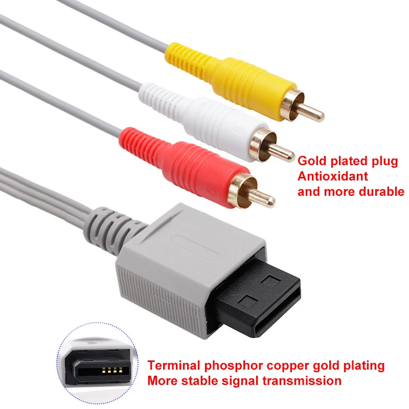 High-quality Wii AV Cable Video AV Adapter Composite Gold-plated 3RCA Cable  for Nintendo Wii controller Audio Video AV Cable