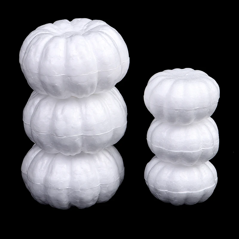 1Pc 10/13/20cm White Foam Pumpkin Model Realistic Handmade Pumpkins Artificial Fruits DIY Handmade Craft Decorative Decor Gift