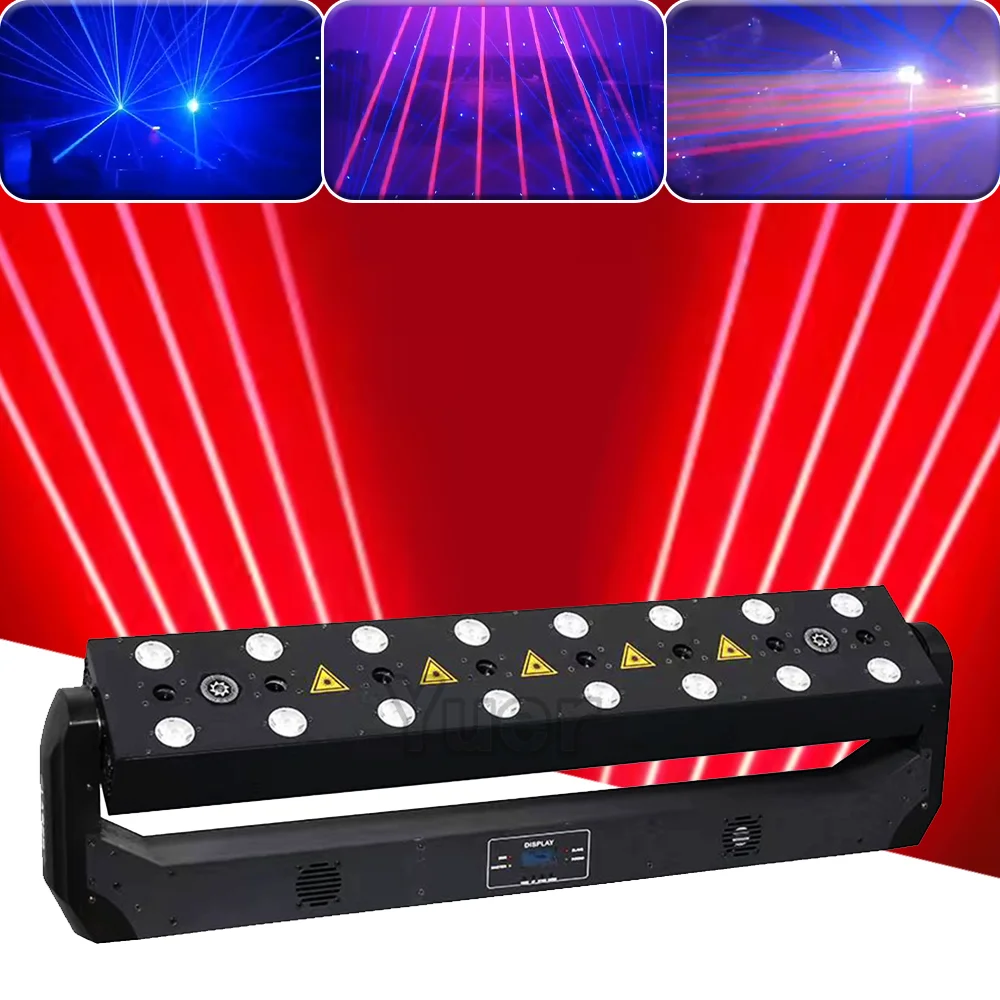 

NEW 8 Eyes 8X500mw Red Beam Laser Swinging Light With Blue Starry Sky Laser And 16X3W LED Beam Effect For DJ Disco Party Bar