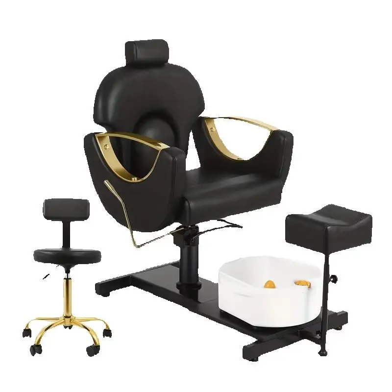 Hydraulic Pedicure Chair with Massage Foot Bath 360 Swivel Adjustable Height & Stool for Foot SPA Shop