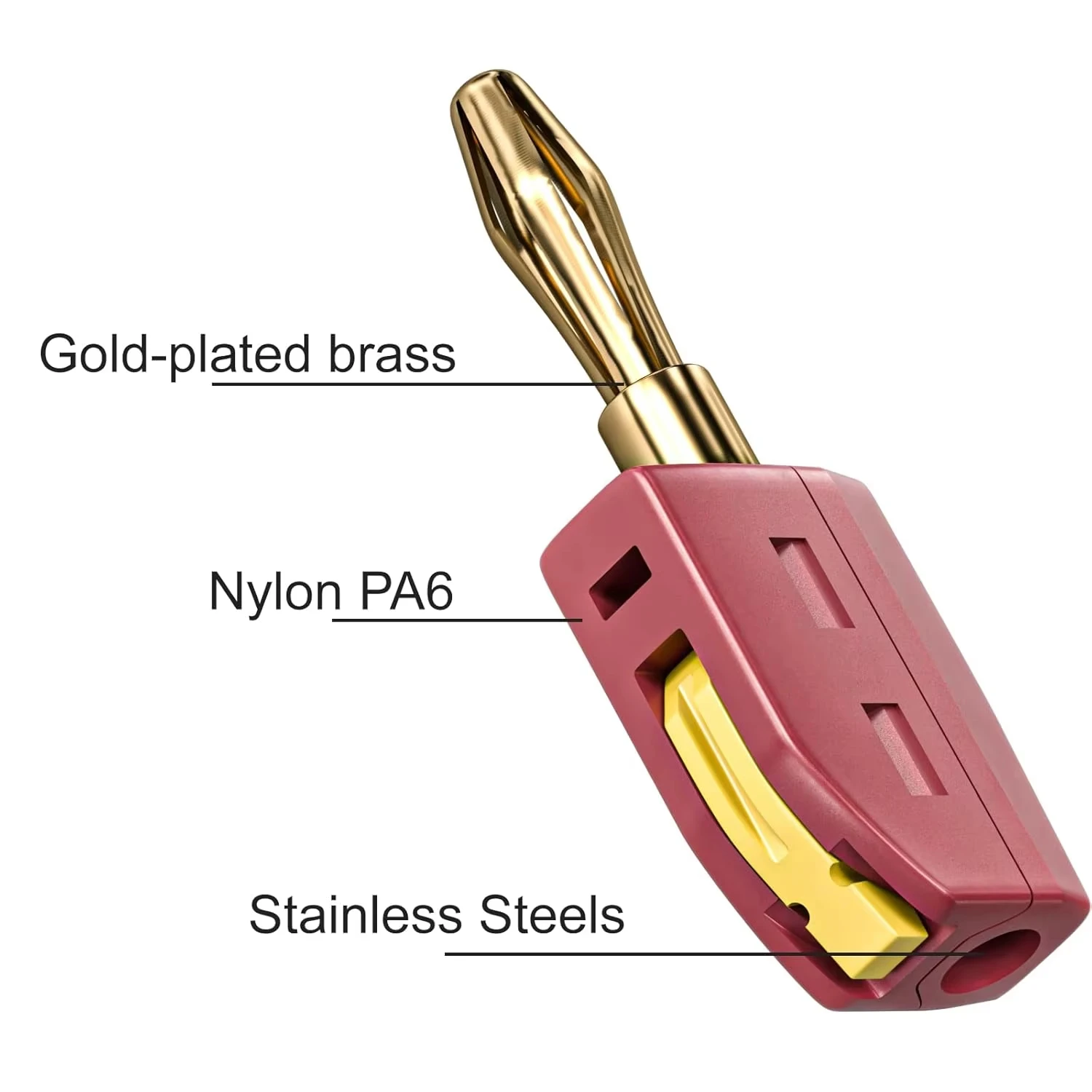 Lötfreier Bananenstecker 4mm 32A, Schnellverbinder aus hochstromfestem Messing mit Goldbeschichtung für Audio-Lautsprecher, Verstärker, tragbares Hi-Fi-Gerät, Premium-Qualität, einfache Installation, langlebig und zuve – Detail 20