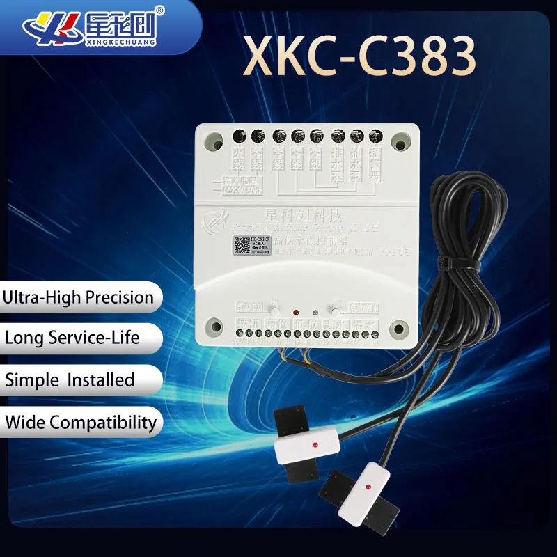 XKC-C383 Automatic Water Pumping Drainage Liquid Level Controller,AC110v-220v/DC12v-24v Optional Water Level Sensors Controllers