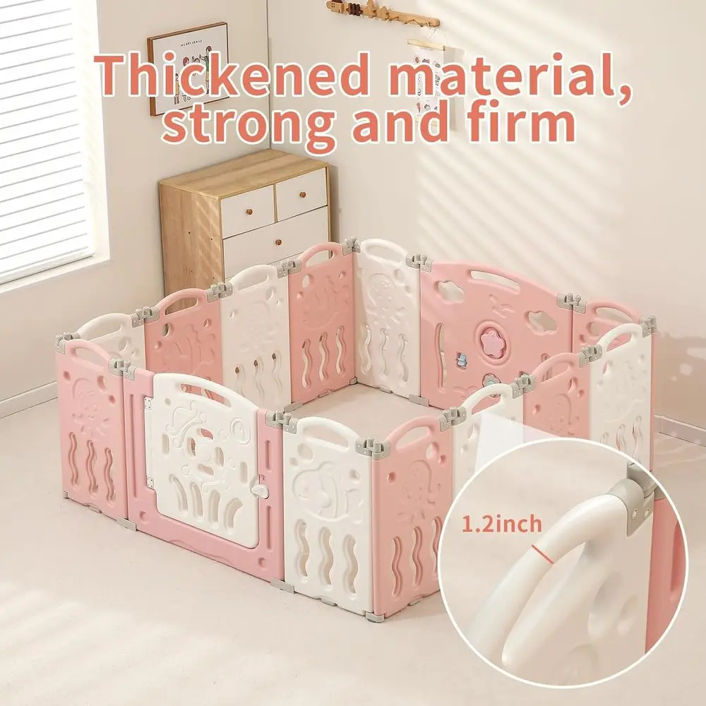 روضة أطفال قابلة للطي مكونة من 14 لوحة - منطقة لعب كبيرة ومحمولة وقابلة للتعديل للصغار