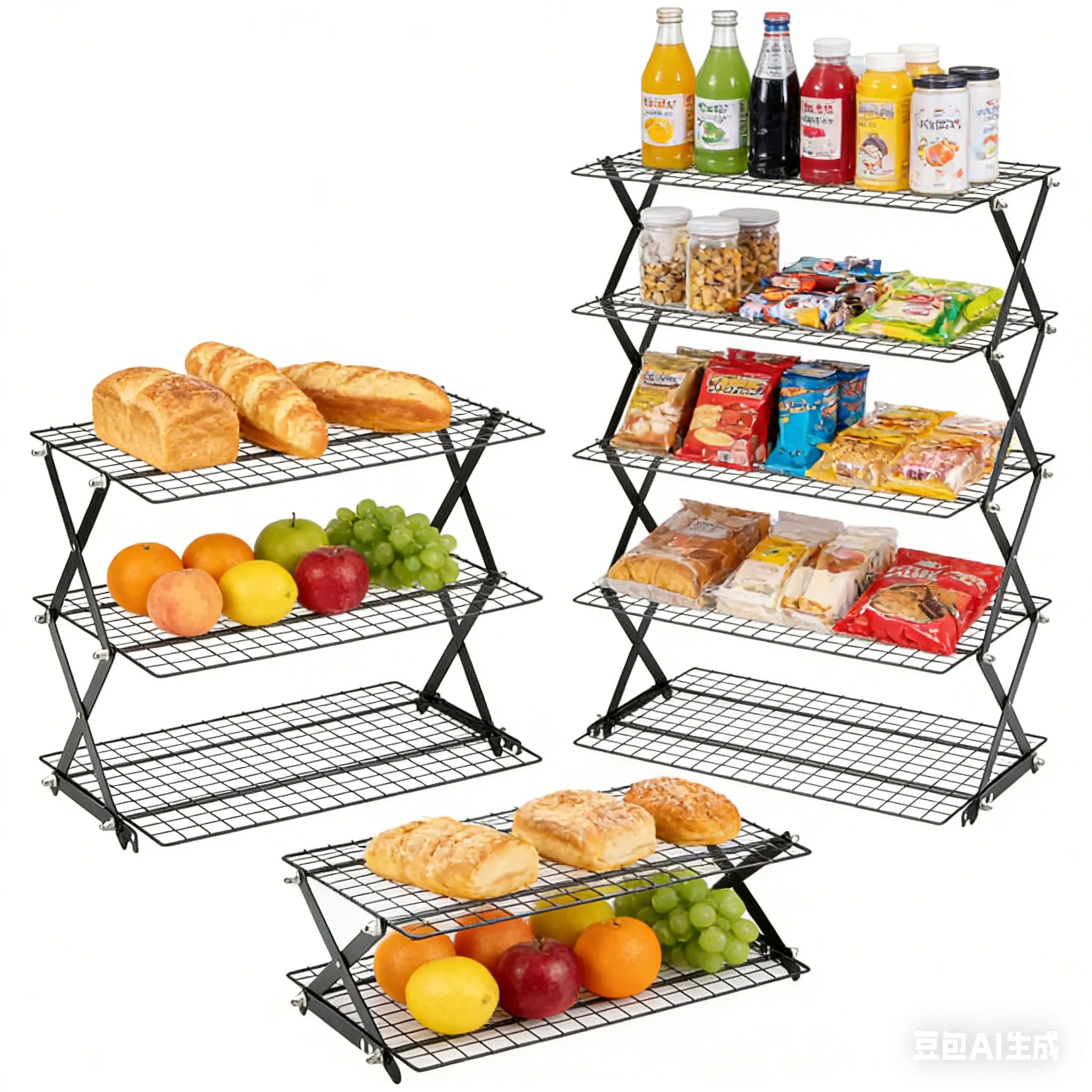 

Multi-Layer Collapsible Cooling Rack Foldable Kitchen Storage Baking & Drying Rack for Home And Camping Use