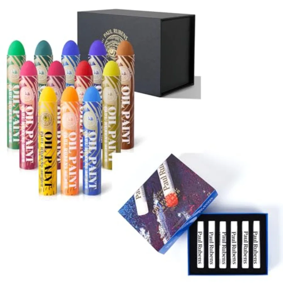 

12 Vibrant Colors Extra Large Oil Pastels Set B 6 White Oil Pastel Set