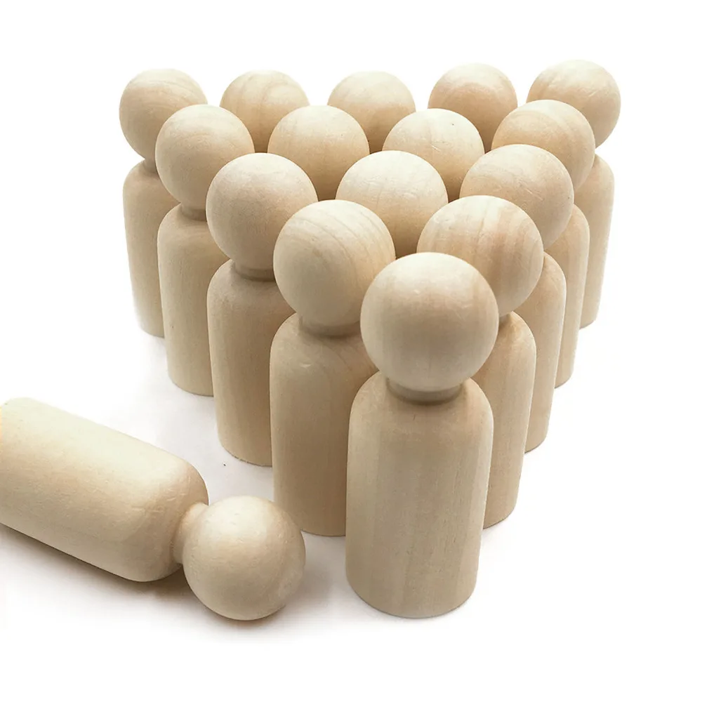 40 Pcs Solid Hardwood Natural Unfinished Wooden Peg Doll Bodies Girl Boy Style Funny Toys Gifts DIY Arts Crafts Educational Toy