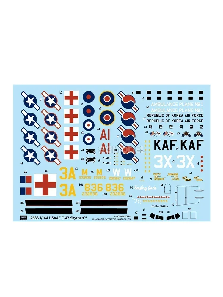1/144 Academy รุ่น 12633 C-47 Douglas,Air Train Transporter ASSEMBLY Scale DIY ของเล่นชุด