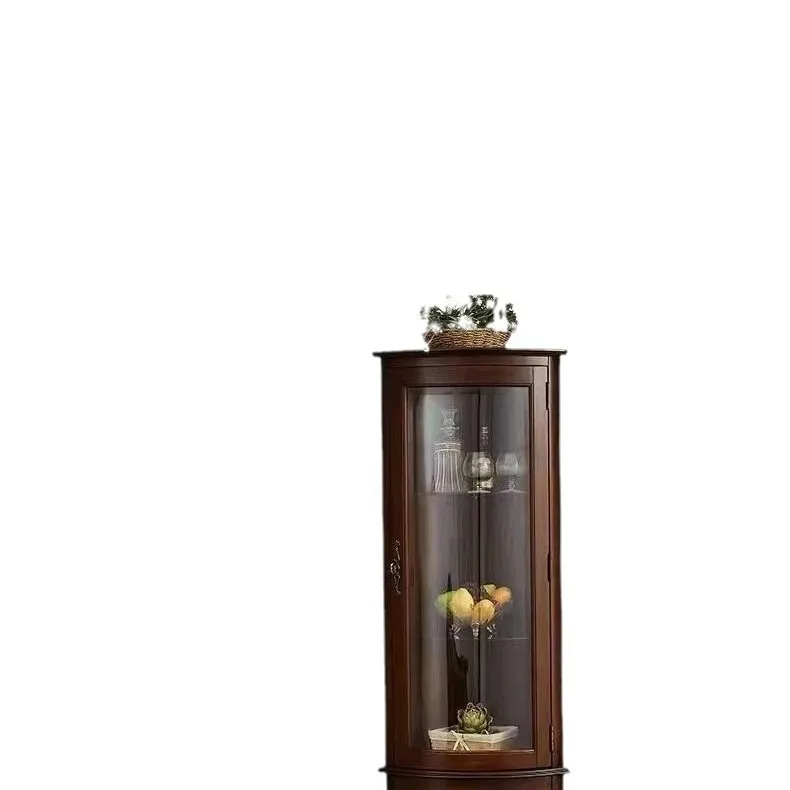

American style, all solid wood, triangular cabinet, dining side, curved, glass door, living room