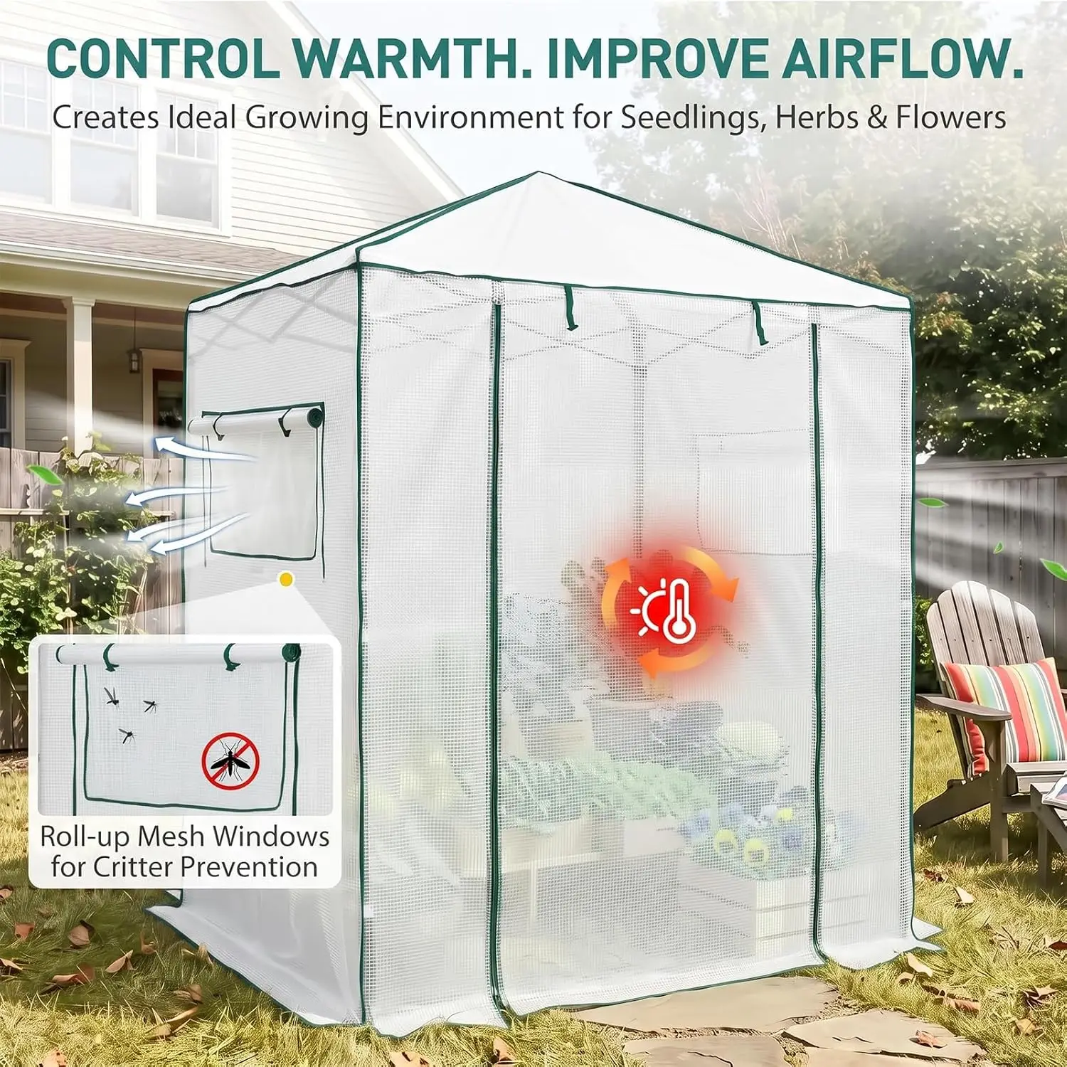Small 6x4 Pop-Up Greenhouse with Quick and Easy Setup, Clear/White