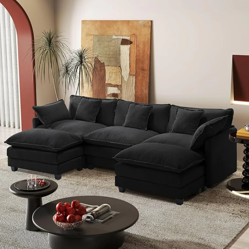 

Luxury 113.4" U-Shaped Modular Sectional Sofa – 3-Seater Modern Deep-Seat Chenille "Comfy Cloud" Couch for Living Room