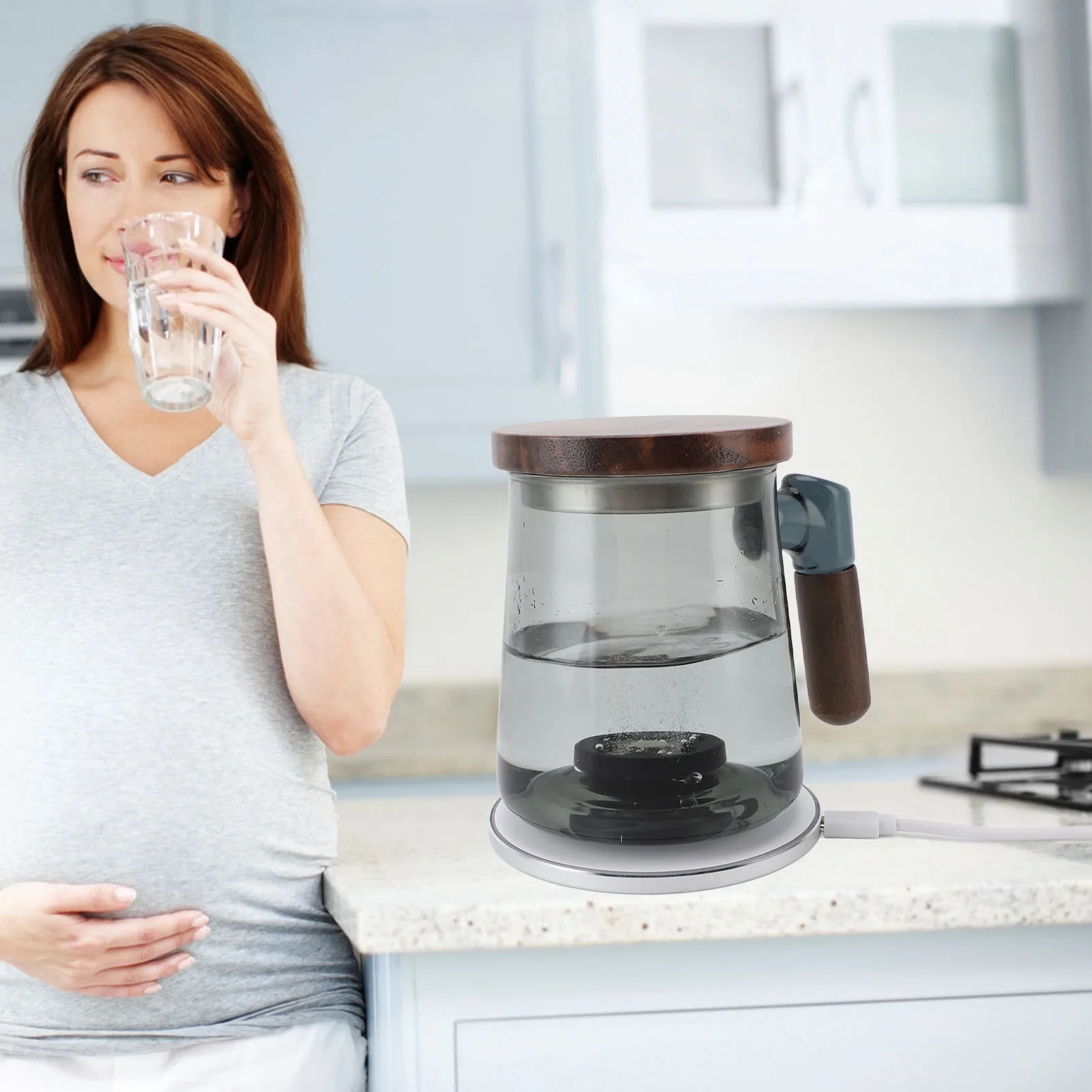 Кувшин для водородной воды, 400 мл, технология электролиза SPE, 800‐1500 фунтов, интеллектуальный генератор воды с подогревом, богатой водородом, машина