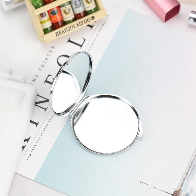 Creative Portable Mirror Glossy Round Double-sided Cosmetic Mirror Portable Folding Women's Cosmetic Mirror Simple Mirror