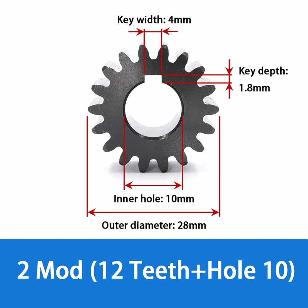 

1Pcs 2M Mechanical Transmission Motor Small Gear 45 # Carbon Steel Hole 12/14/16/17/18/19/20/25mm Type 2 23T-30T Positive Gear