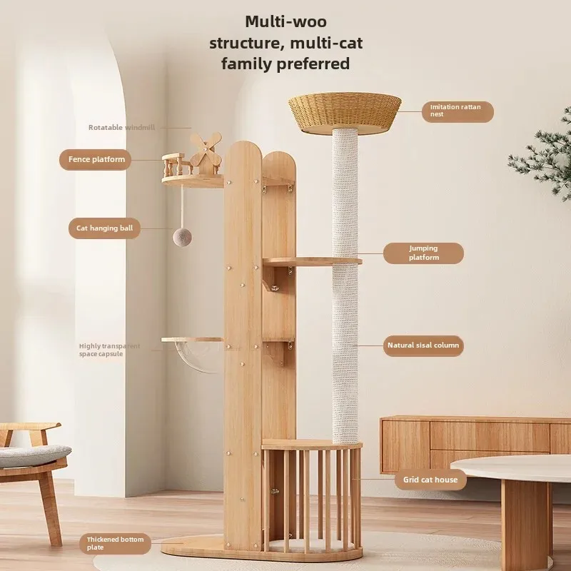 Cat Climbing Frame,nest,tree Integrated Rattan Woven, Space Capsule, Sisal Multi Cat Toy