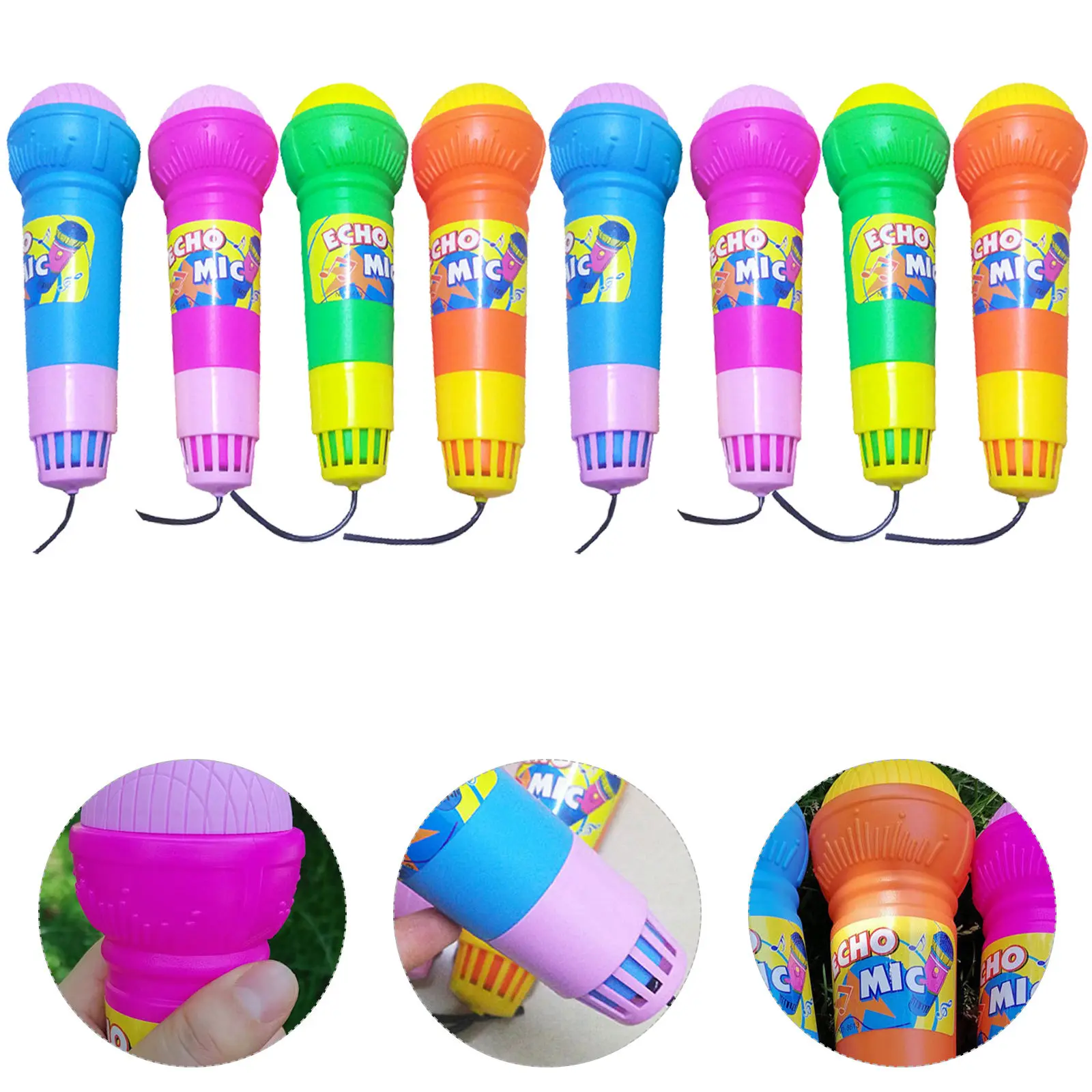 

8Pcs Safe Smooth-Edged Simulation Microphone Plaything Wear-Resistant Plastic Lightweight Kids Party Prop Birthday Photo Prop