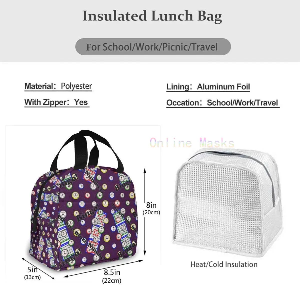 Bingo ho bisogno di un altro Numbe Lunch Bag Cooler Bag da donna Tote Bag coibentato Lunch Box Soft Liner Lunch Container per Picnic Travel