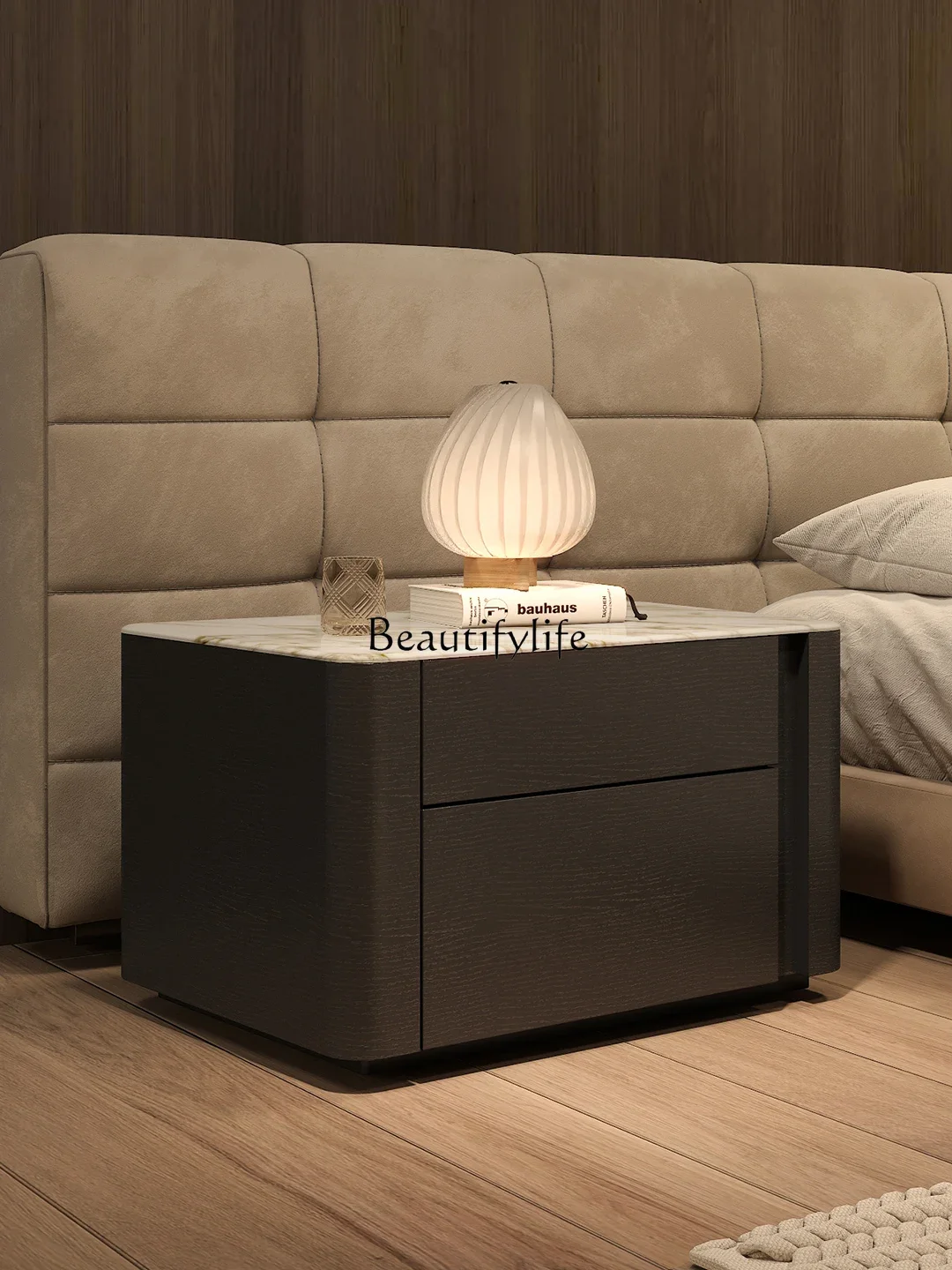 

FG44Italian Minimalist Bedroom and Household Light Luxury Stone Plate Storage Cabinet with Drawer Locker