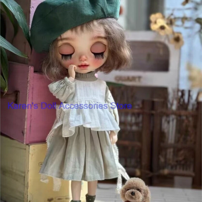 3pcs French artistic style Dress, beret, short socks for landoudou/Blythe(Fit for Lulu,ymy24,Ob22,24,26,zone, Jenny)