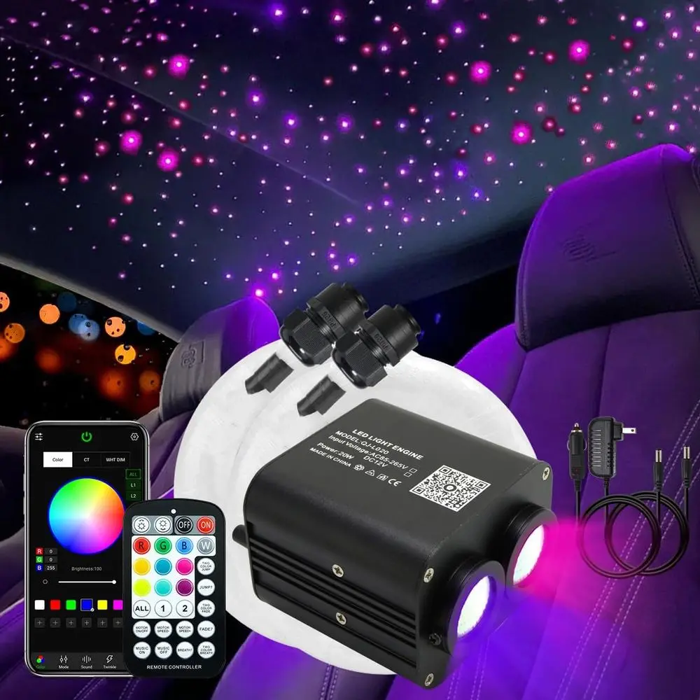

AKEPO APP 20W Dual Color Twinkle iber Optic Lights, 13.1t/4m 800pcs o 0.03in Optical ibers+Dual s RGBW Twinkle+Sound ted iber Op